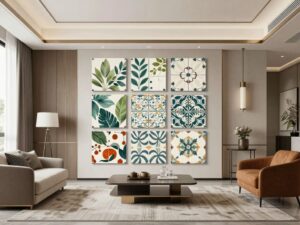 Luxurious tile designs showcasing seasonal patterns in a Houston home interior.