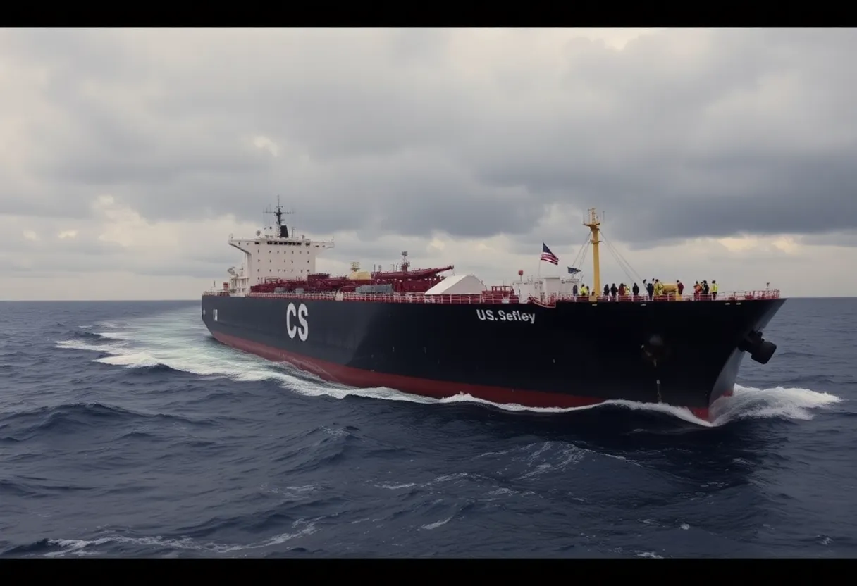 U.S. forces seizing the Skipper oil tanker at sea