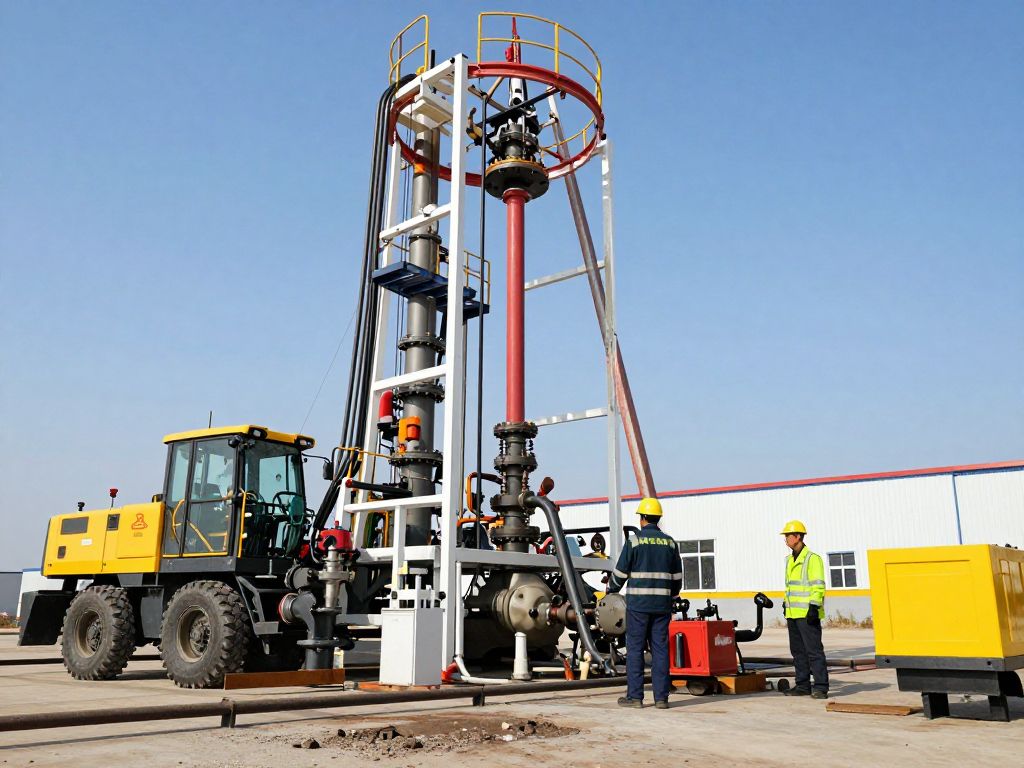 Workers at an energy production site enhancing gas output