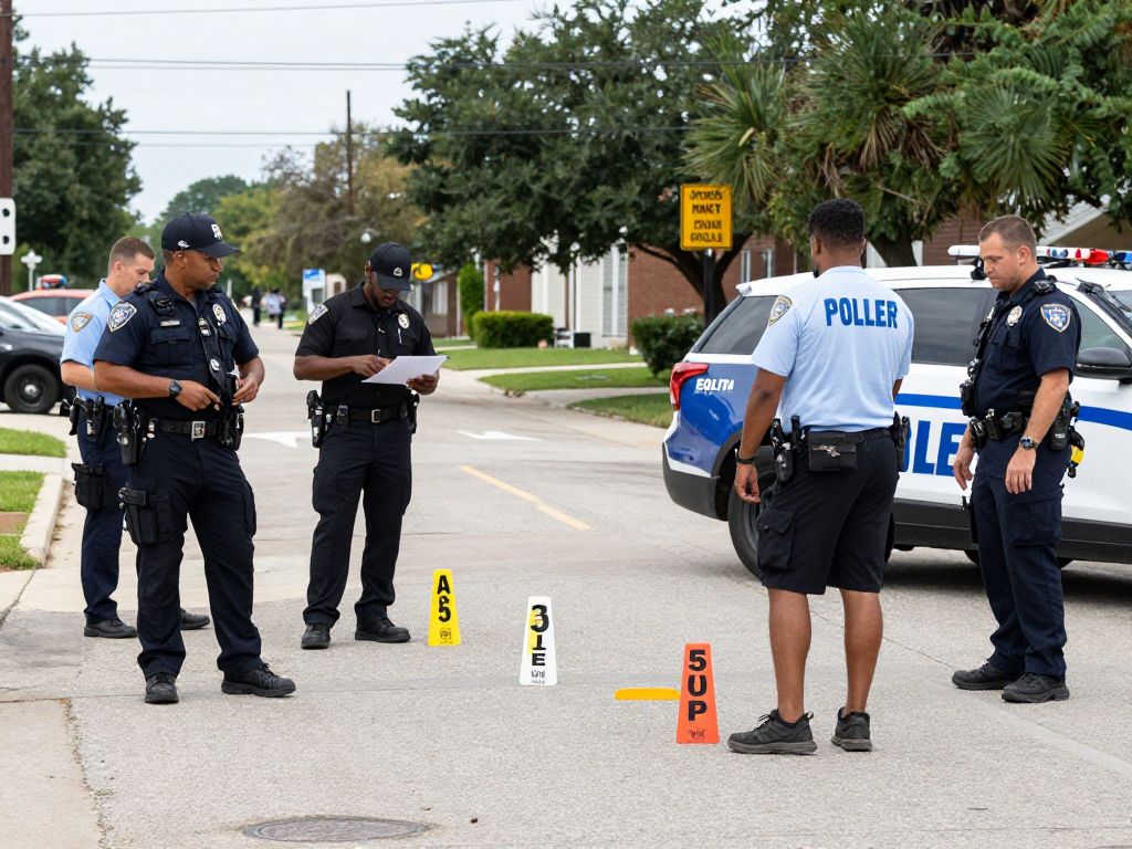 Police officers at a shooting investigation scene in South Dallas