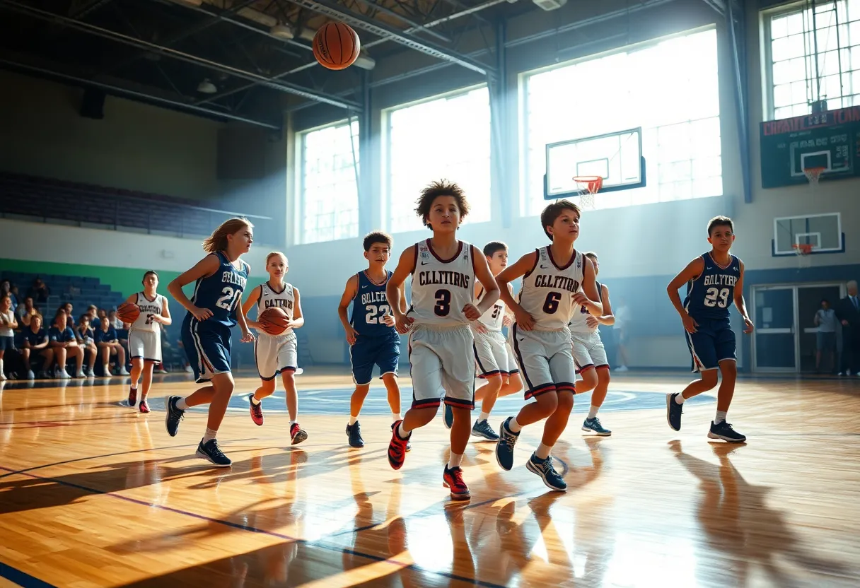 Summer Creek Bulldogs basketball team in action during a game