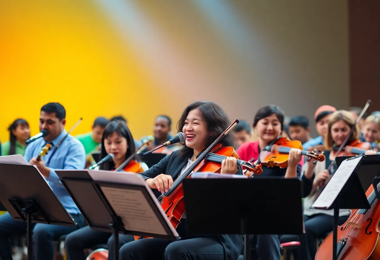 Musicians performing at a Symphony North of Houston concert.
