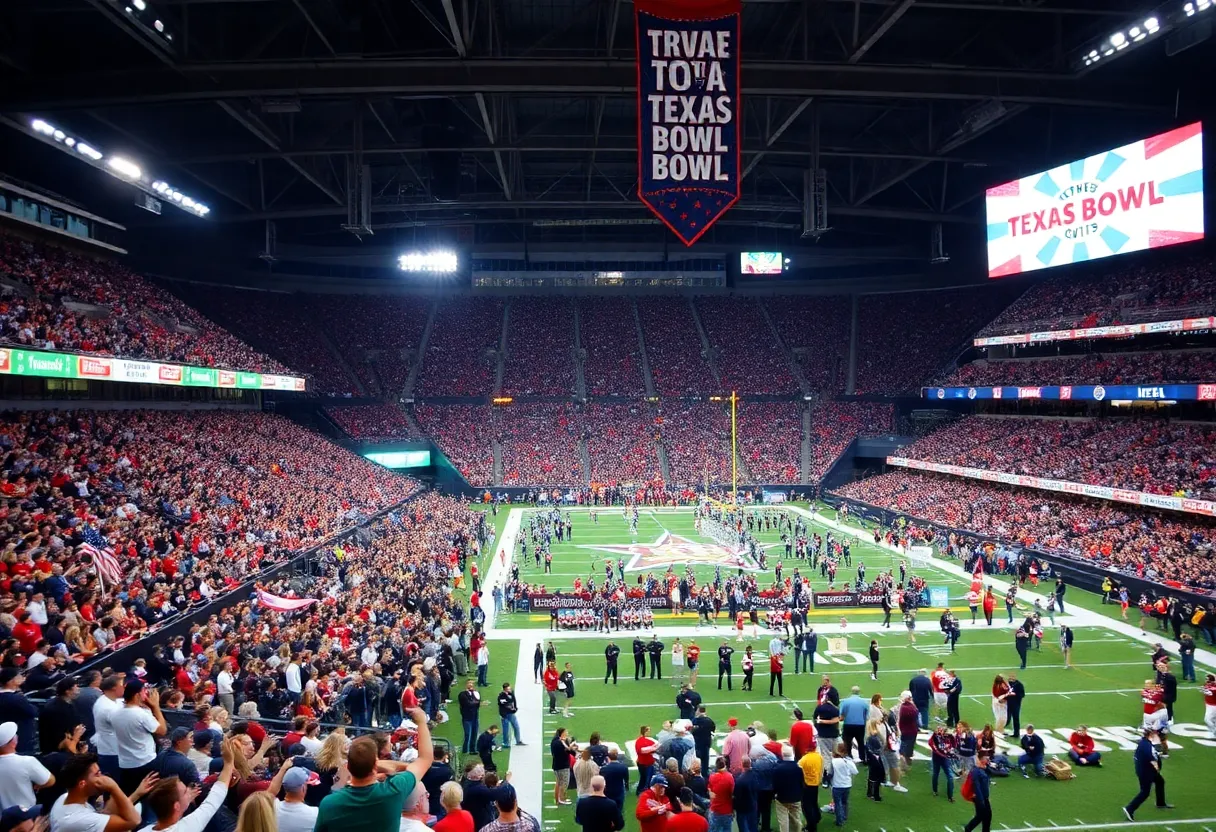 Fans celebrating at the Texas Bowl