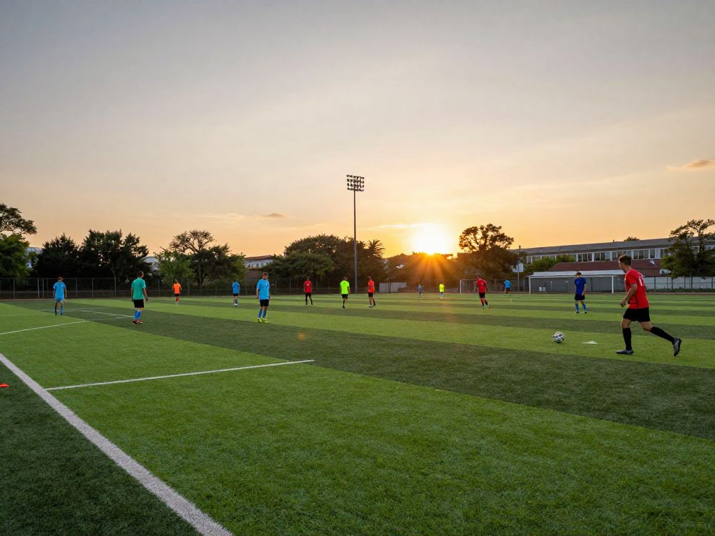 Texas Longhorns Soccer team practicing on the field