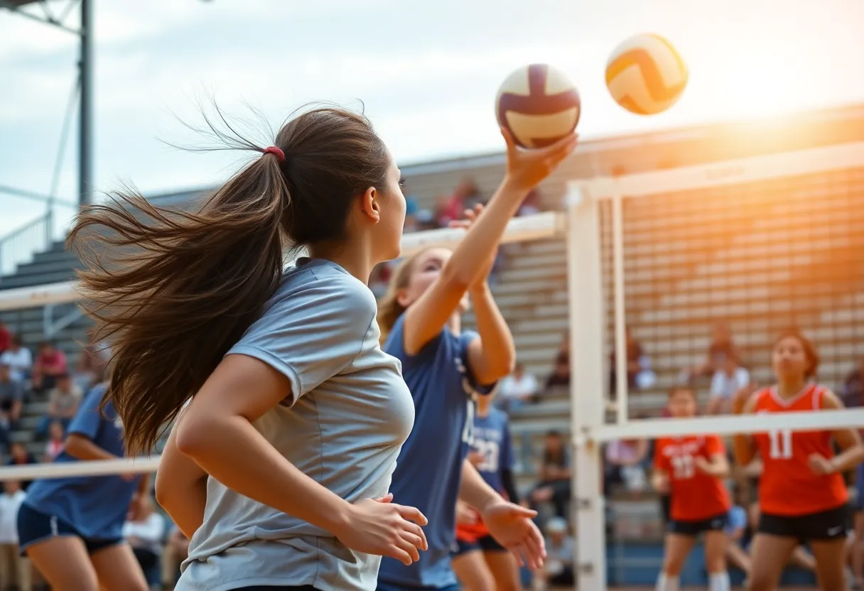 Action from Texas Longhorns volleyball match against Penn State
