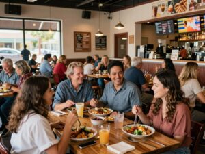 Diverse dining options in Texas featuring a lively restaurant atmosphere