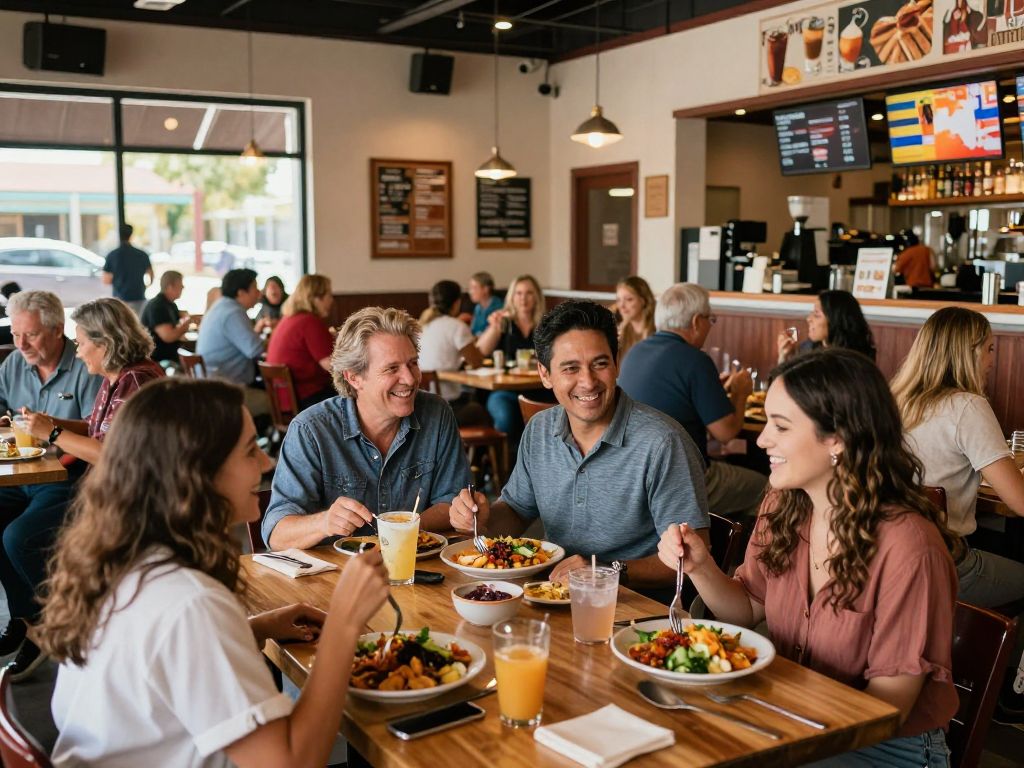 Diverse dining options in Texas featuring a lively restaurant atmosphere