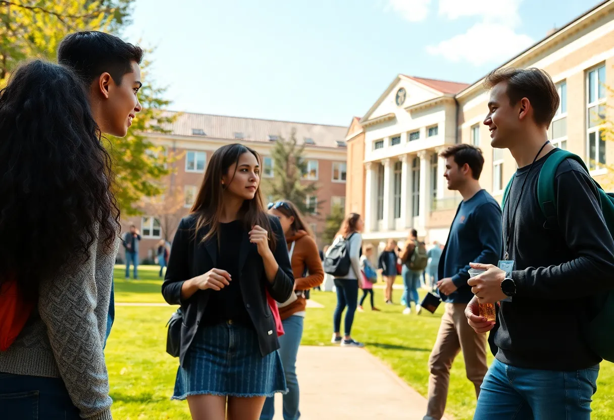 Students exploring a Texas university campus during Preview Days