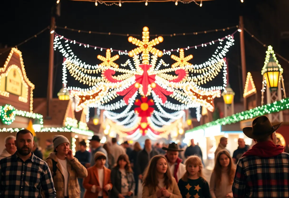 Holiday lights and decorations at the Texas Winter Lights festival in Houston