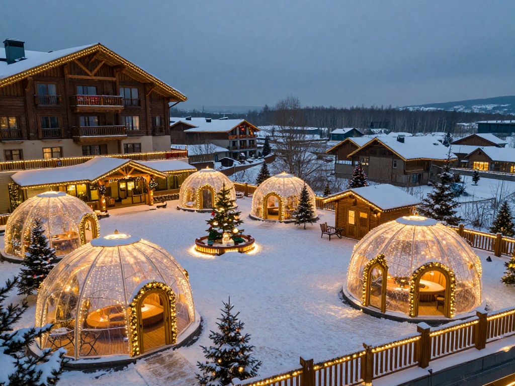Winter lights display at the rooftop of the Marriott Marquis Houston