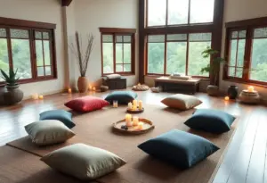 Meditation set up for Tibetan workshop at Asia Society