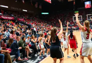 USF women's basketball team playing during Education Day game
