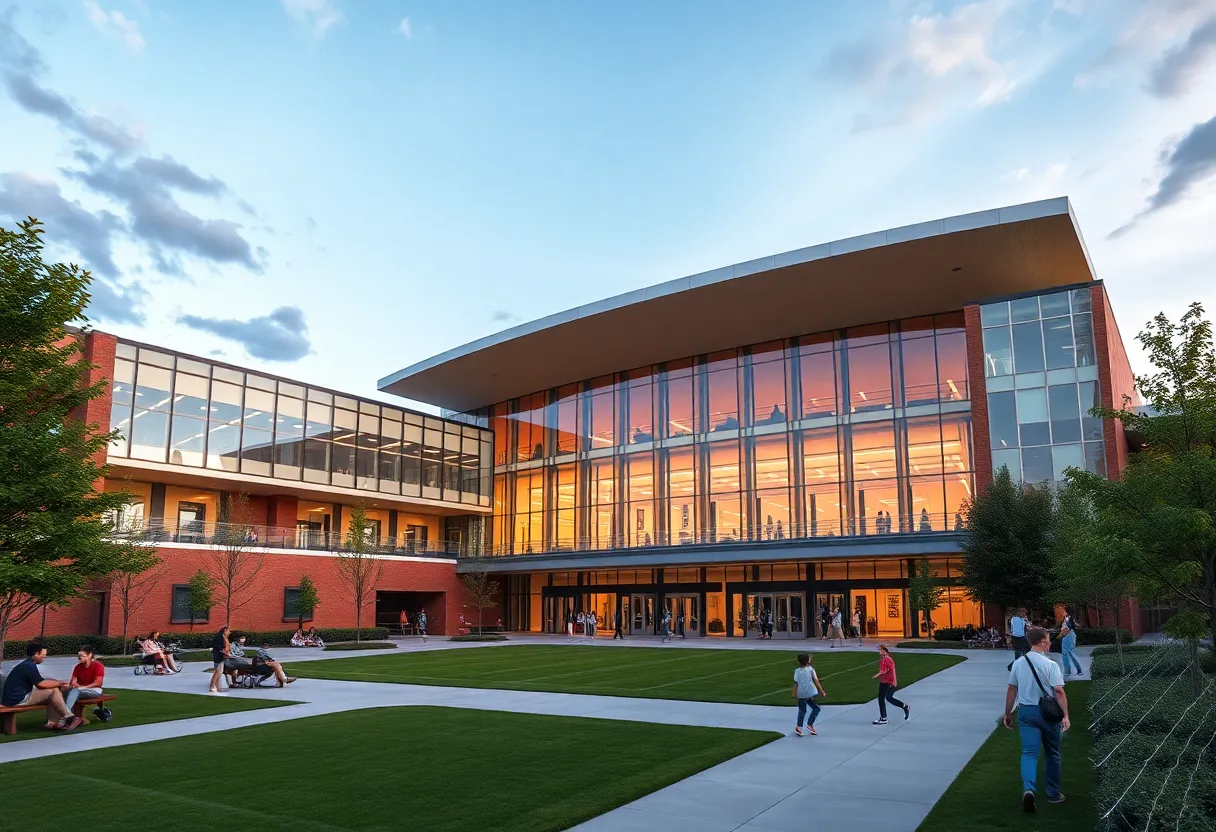 Render of the new multipurpose arena and student-athlete housing at UT Austin