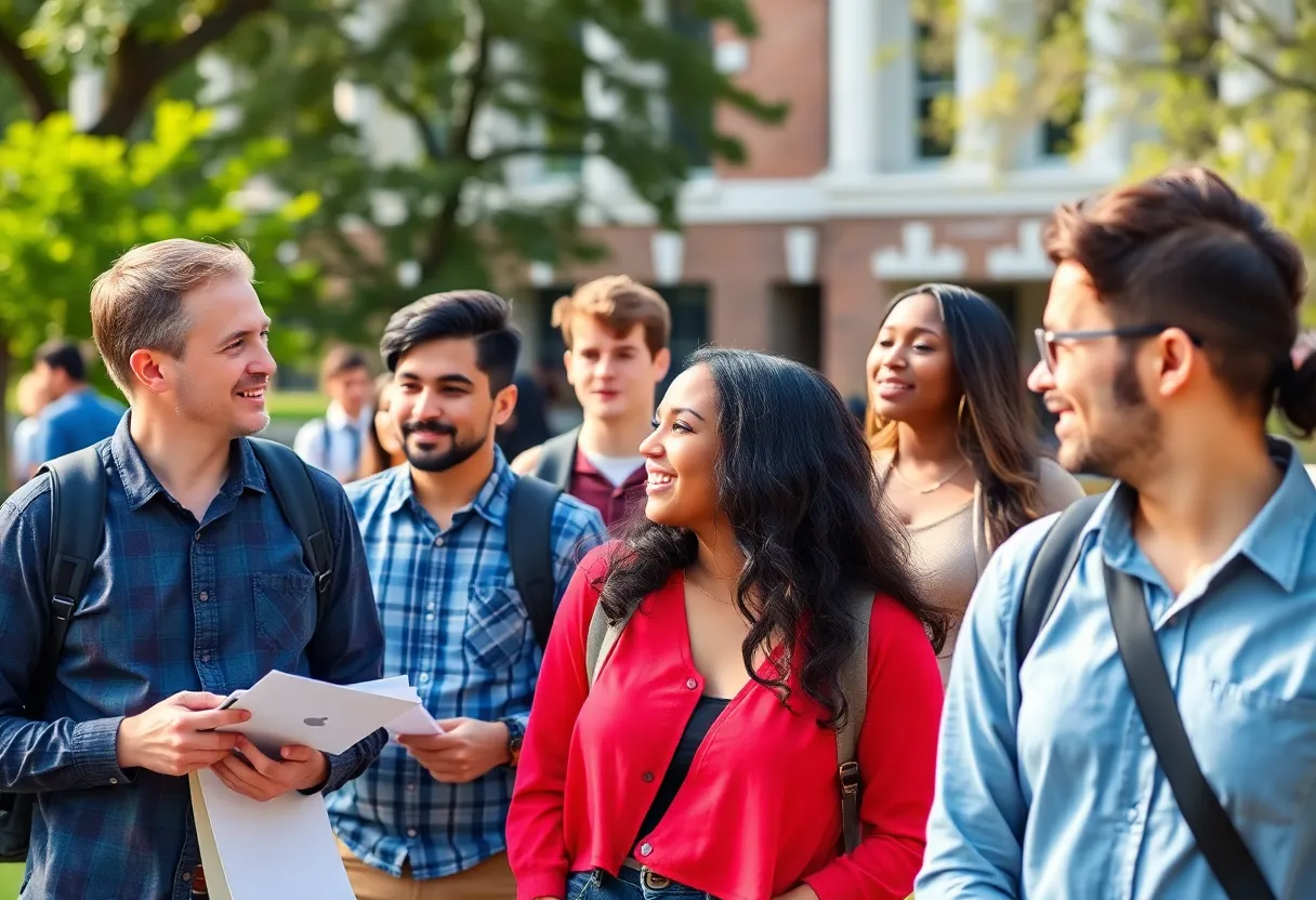 Students at UT Austin discussing academic policies