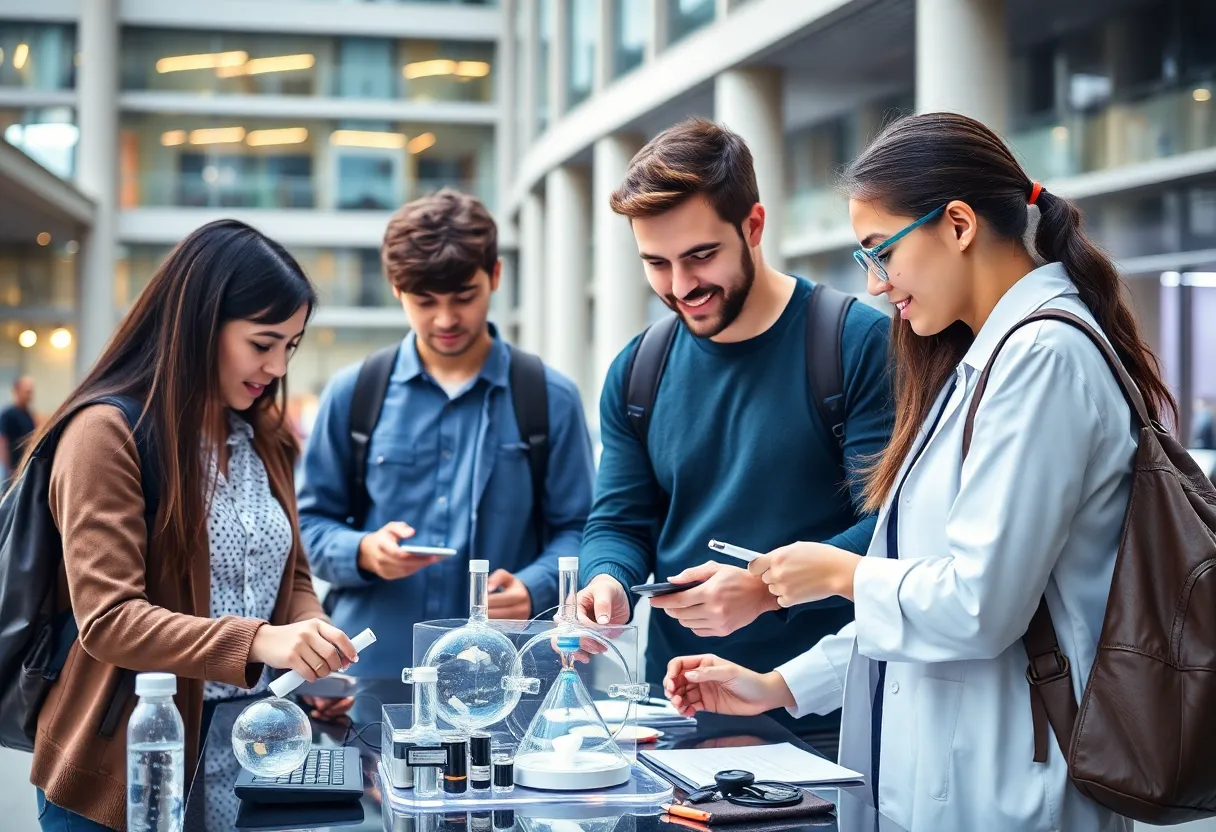 Students collaborating on technology projects at UT Austin