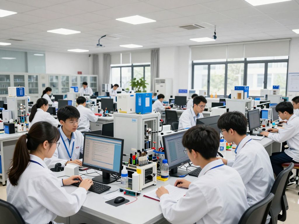 Research students at UT Austin working on semiconductor technology