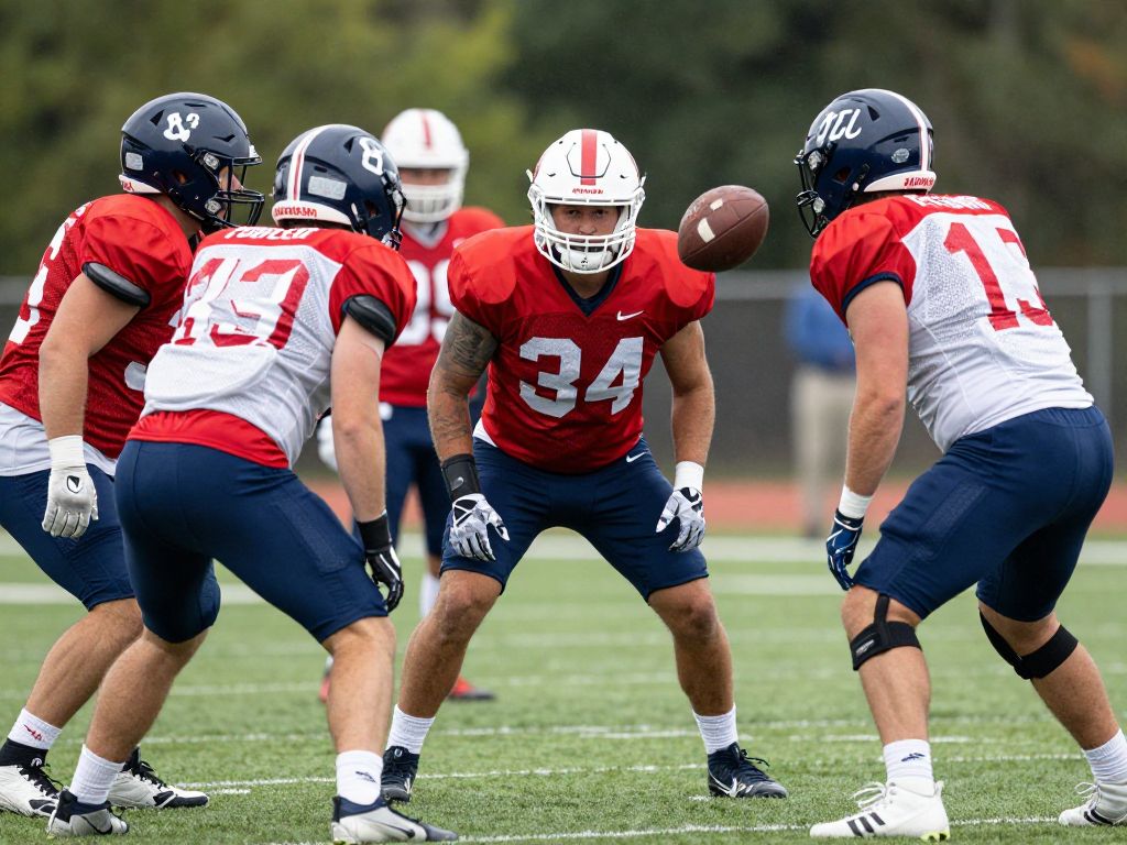 University of Texas football team discussing strategies during practice