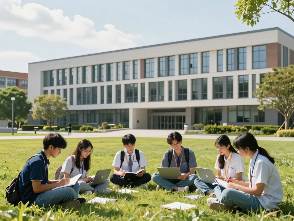 A vibrant college campus showcasing collaboration and learning.