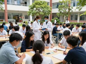 Students collaborating at UT San Antonio's integrated campus