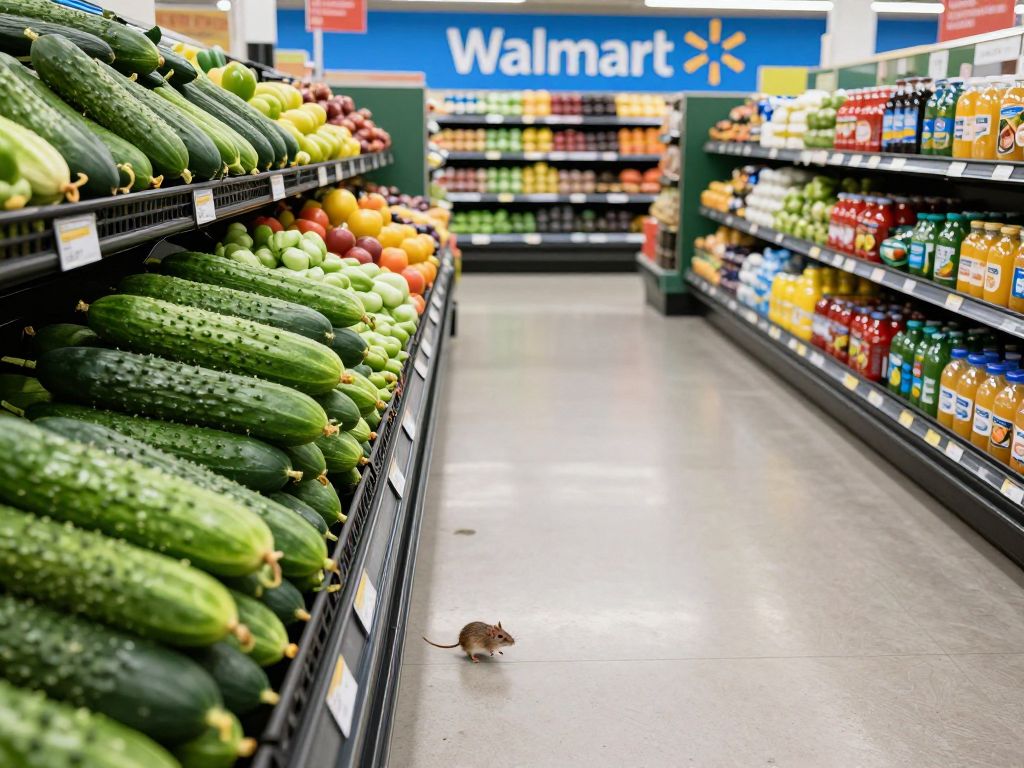 Rats found on cucumbers in a supermarket's produce section