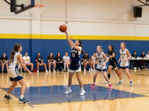 Westlake High School girls basketball team playing during a game