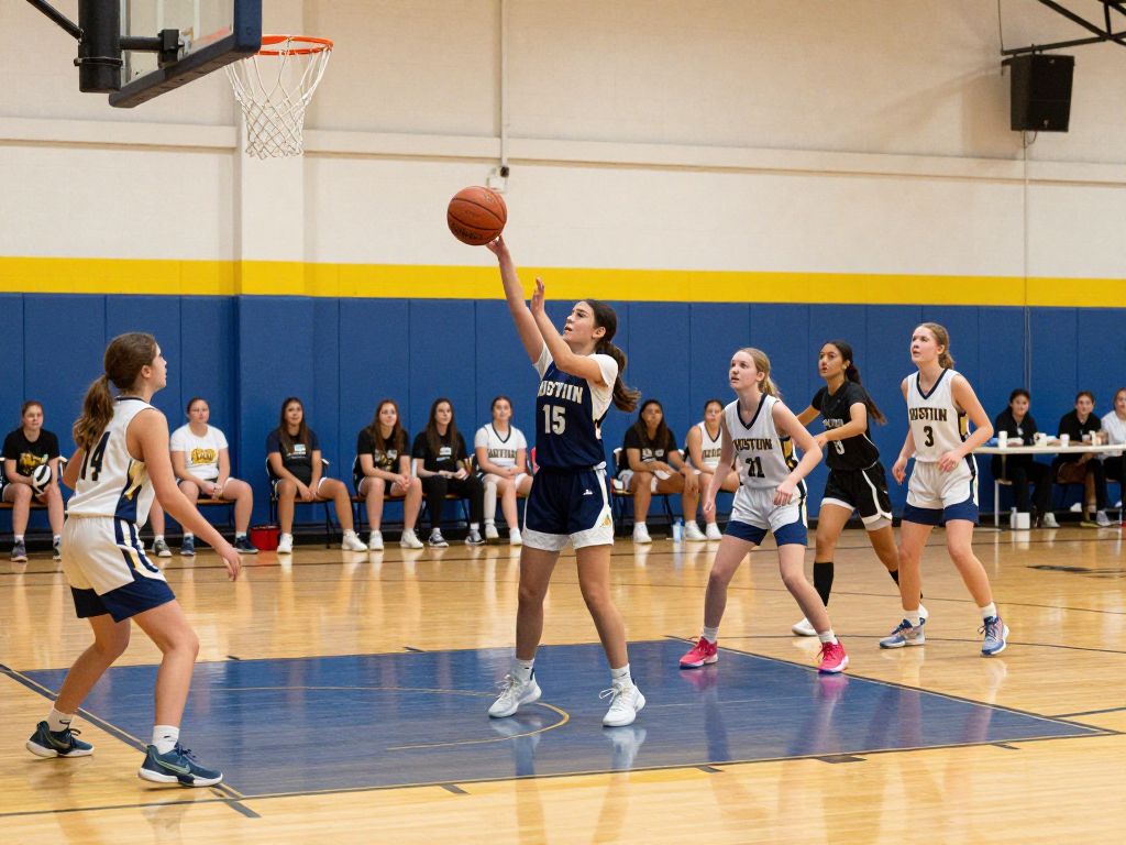 Westlake High School girls basketball team playing during a game