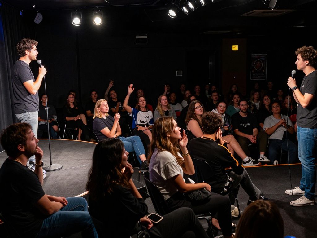 Audience enjoying a comedy performance at Punch Line Houston
