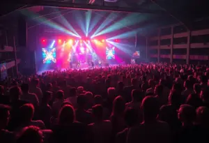 Audience enjoying ZZ Top concert at Batesville Civic Center