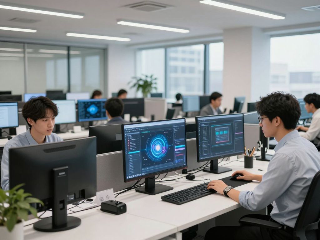 An office setting illustrating AI technology in business operations.