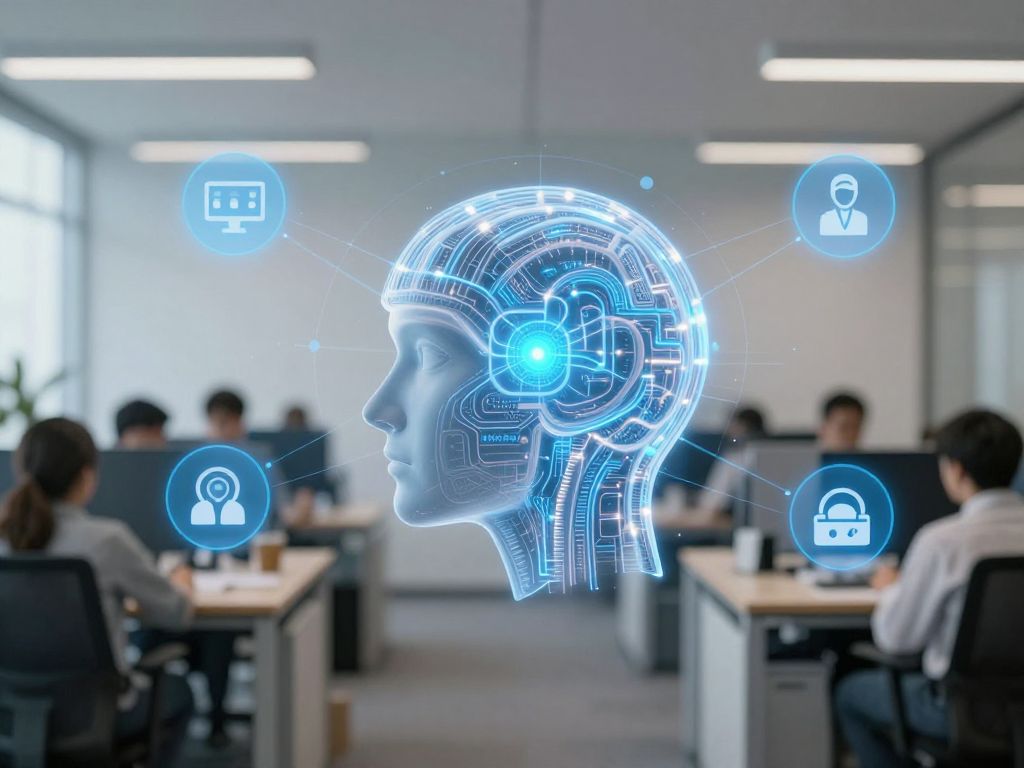 Illustration of AI technology supporting small businesses