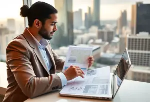 Real estate agent analyzing listings in Houston.