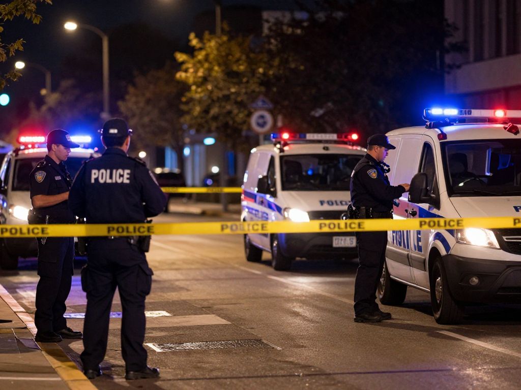 Police officers at a crime scene in Austin