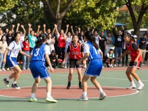 Austin Westlake girls basketball team competing on the court
