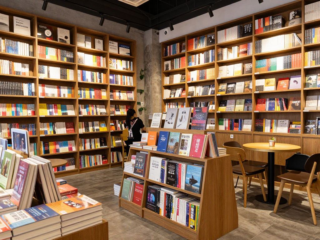 Interior of the new Barnes & Noble bookstore in Katy, showcasing bookshelves and a café area.