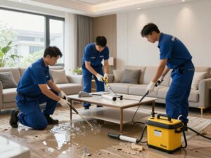 BIONIC technicians restoring a water-damaged room