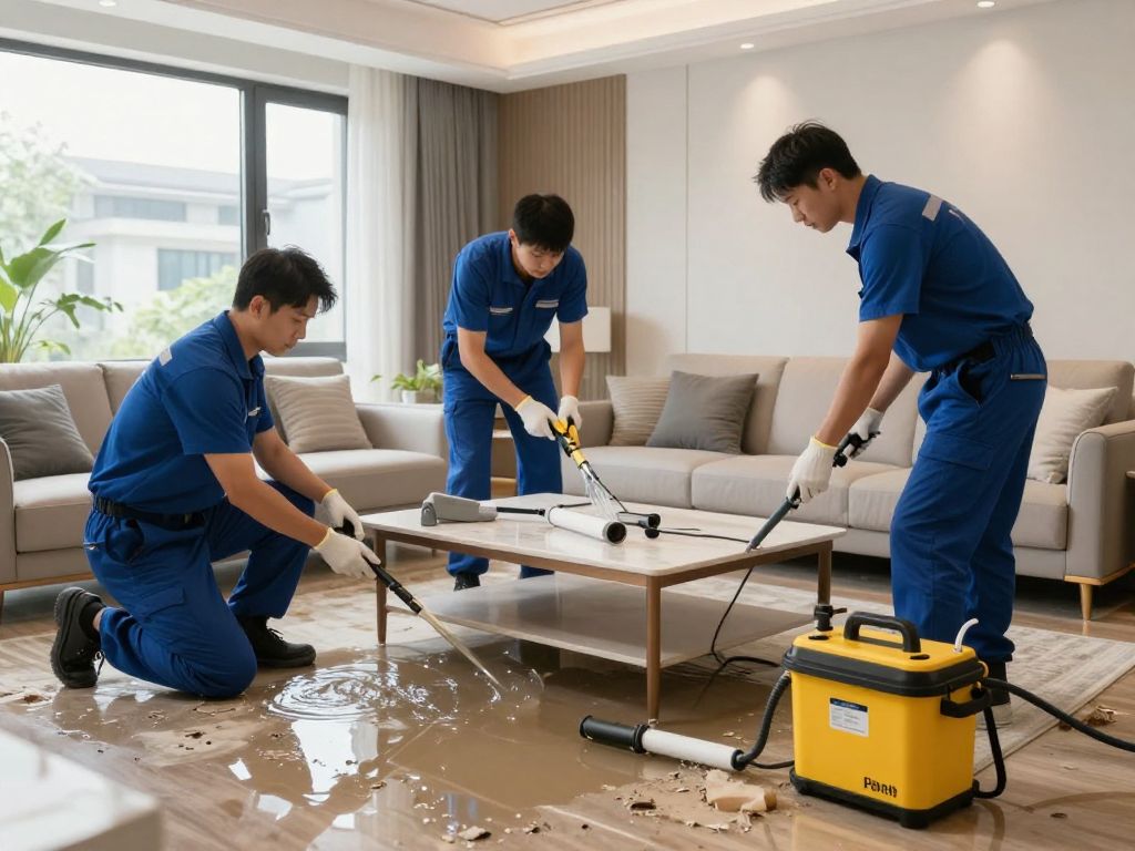BIONIC technicians restoring a water-damaged room