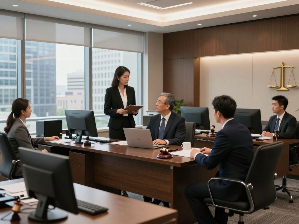 An office setting symbolizing a legal merger in Houston.