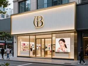 Blushington luxury beauty brand storefront in Houston