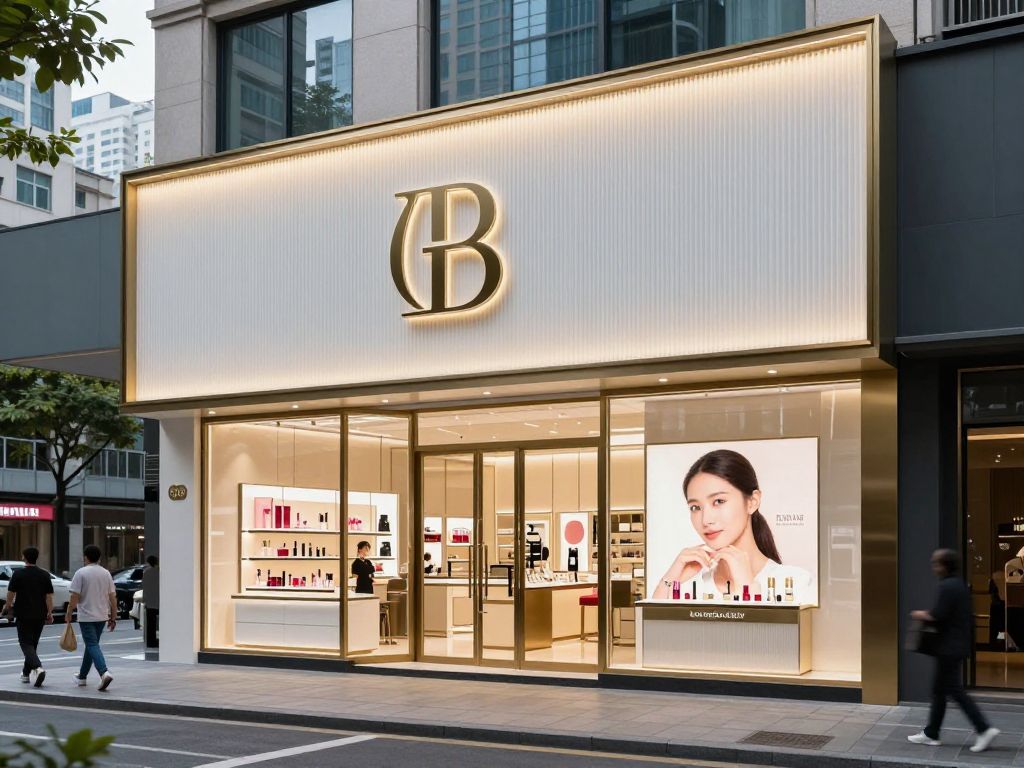 Blushington luxury beauty brand storefront in Houston