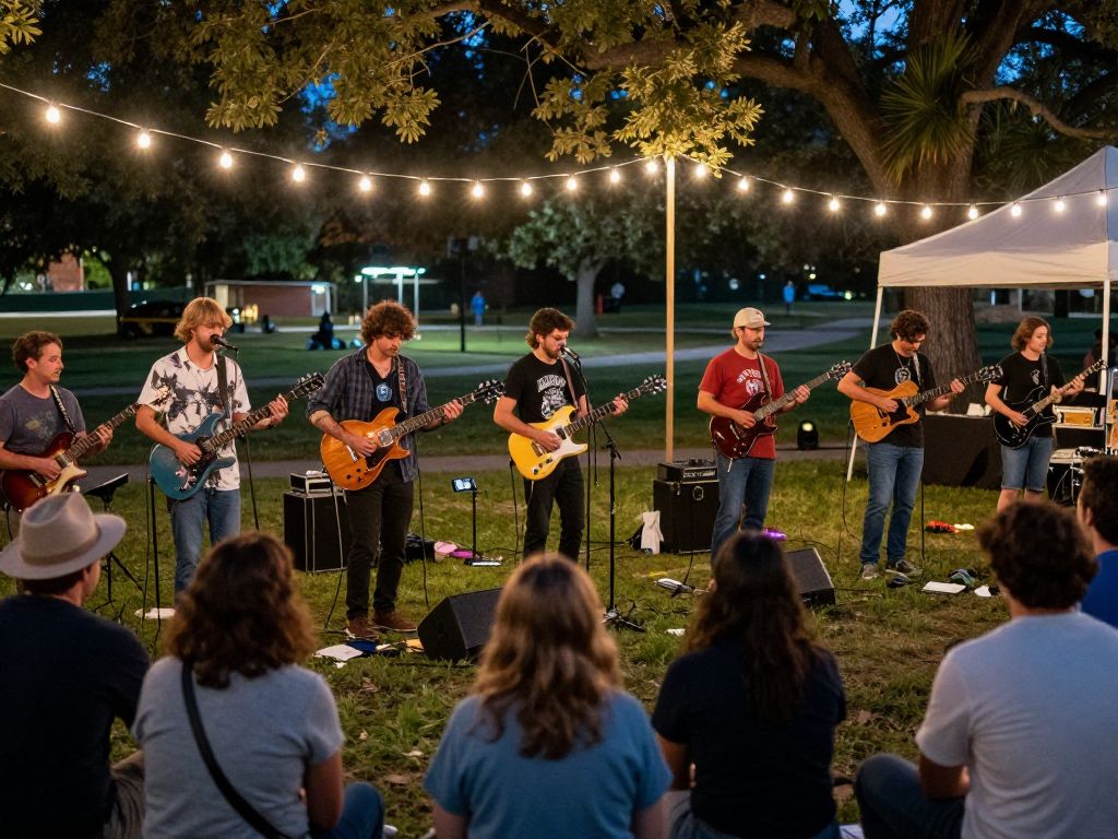 Community members enjoying EMO RIOT NIGHT at Fireman's Park in Brenham, TX.