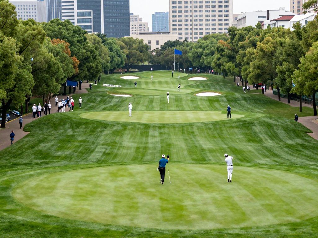 Golfers competing during the Chevron Championship at Memorial Park Golf Course, Houston.