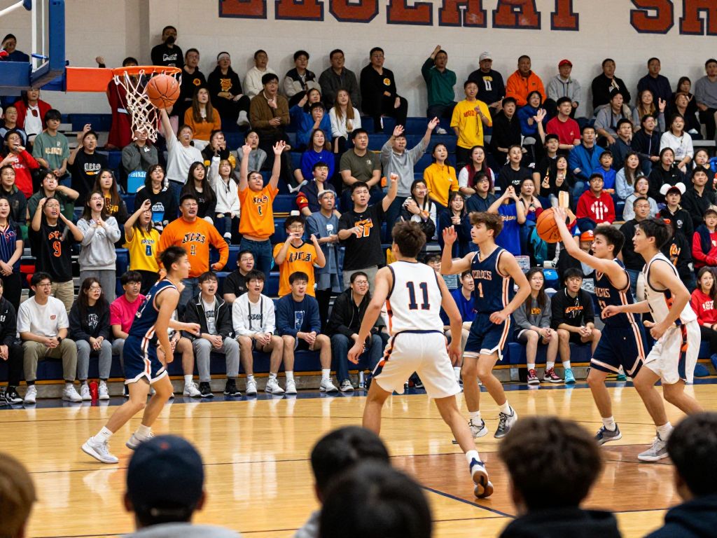 Players in action during a high school basketball game in Chicagoland.