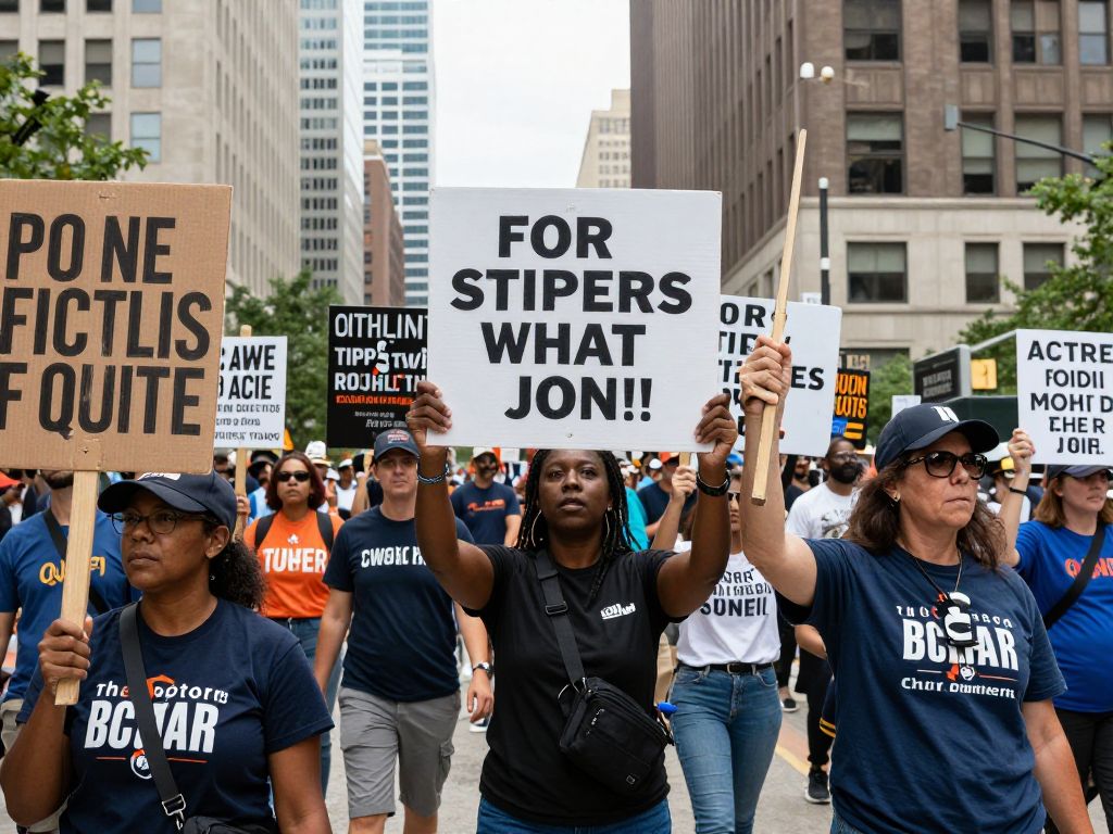 Crowd gathering in downtown Houston for a civic engagement event