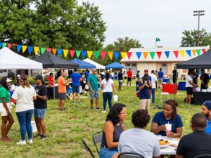 Community event in Conroe with families enjoying various activities