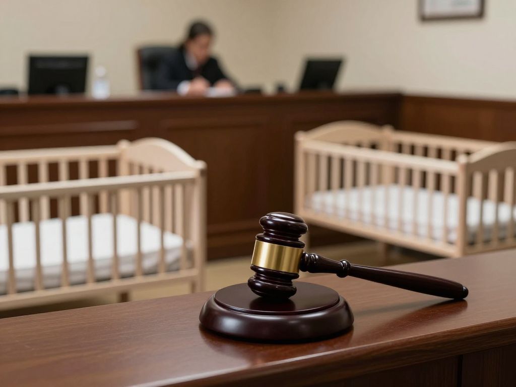 A courtroom illustrating the seriousness of child abuse cases
