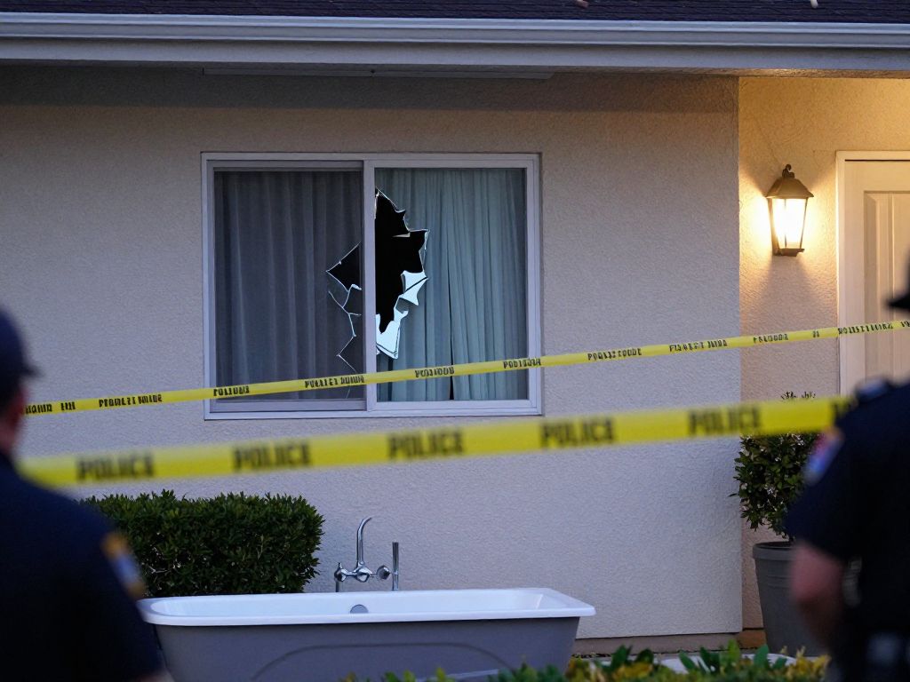 Police tape at a motel crime scene in Houston