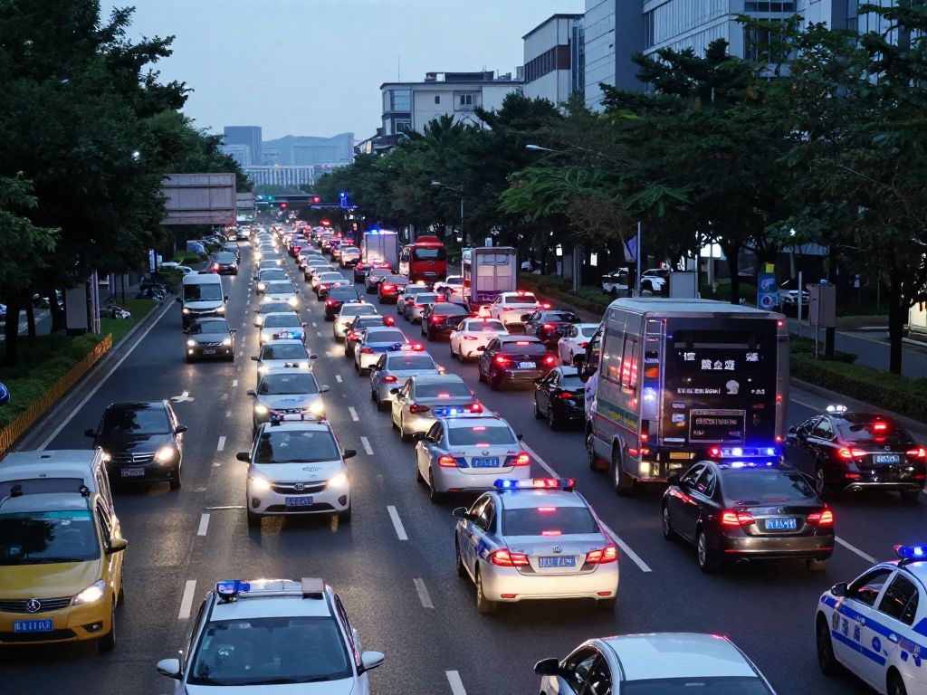Police investigation scene on I-45 with traffic delays