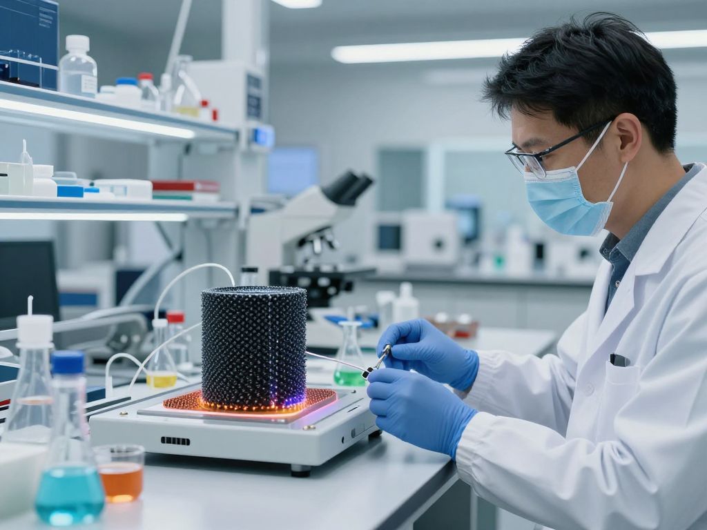 Scientists in a laboratory developing advanced carbon-based materials