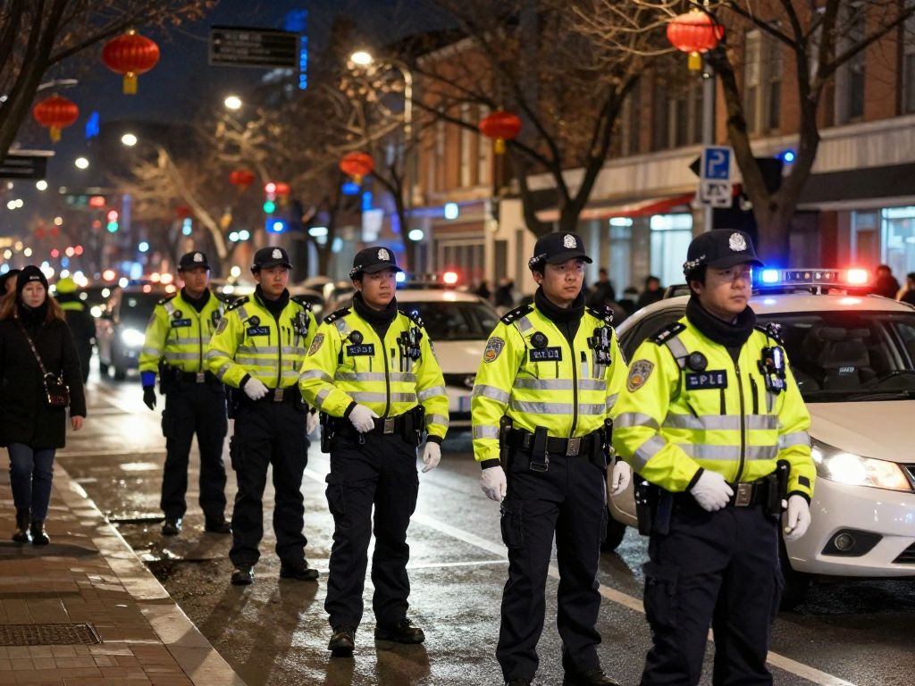 Police patrol during New Year's Eve in Houston