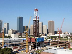 Symbolic representation of DXP Enterprises growth through strategic acquisitions in Houston's industrial sector.